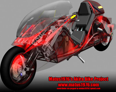 Matus1976's Akira Bike Project - see through rendering of the production prototype of Kaneda's motorcycle